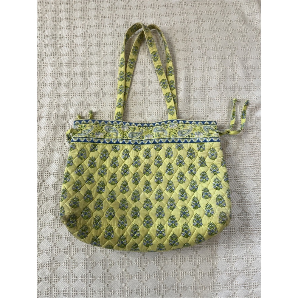 Vtg Vera Bradley Tote Handbag Shoulder Purse Citrus Lime Green Elephant Retired